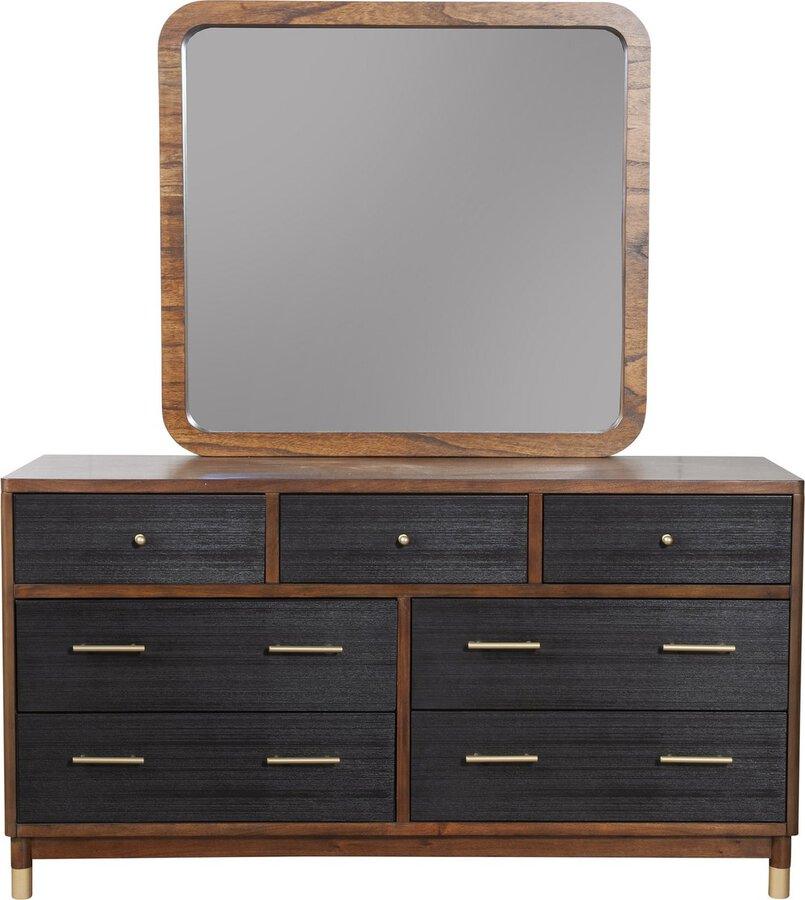 Alpine Furniture Dressers - Belham 7 Drawer Dresser Walnut & Black