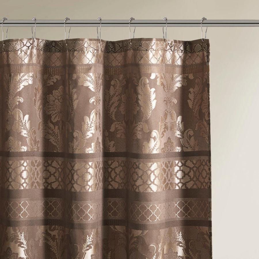 Olliix.com Shower Curtains - Bellagio Jacquard Shower Curtain Brown