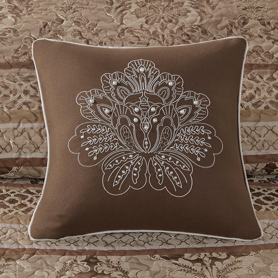 Gold Ivory Throw Pillow Case, Gold Beads Designer Pillows, Bed