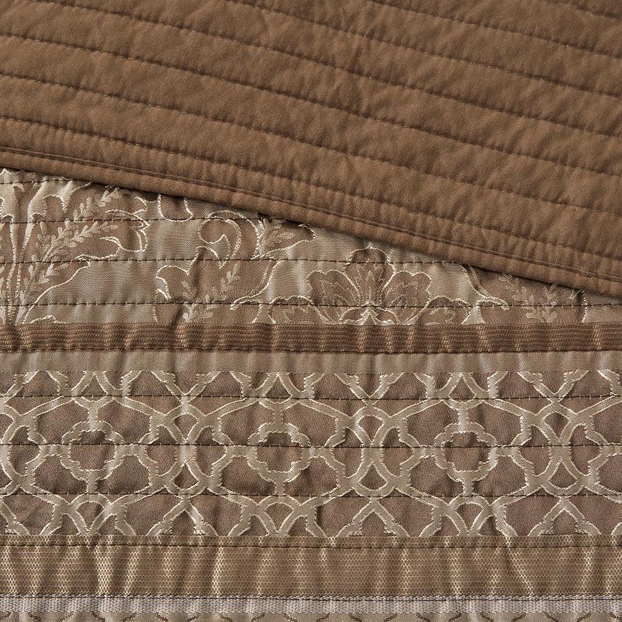 Olliix.com Comforters & Blankets - Bellagio King/California King 6 Piece Reversible Coverlet Set Brown & Gold