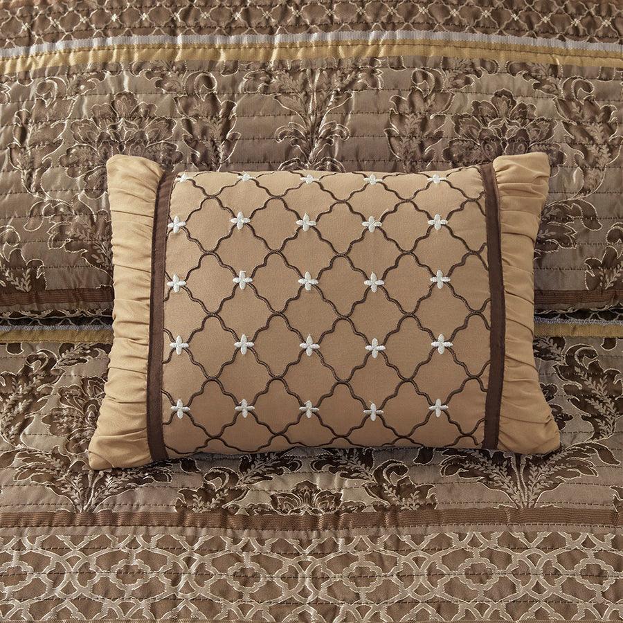 Olliix.com Comforters & Blankets - Bellagio King/California King 6 Piece Reversible Coverlet Set Brown & Gold
