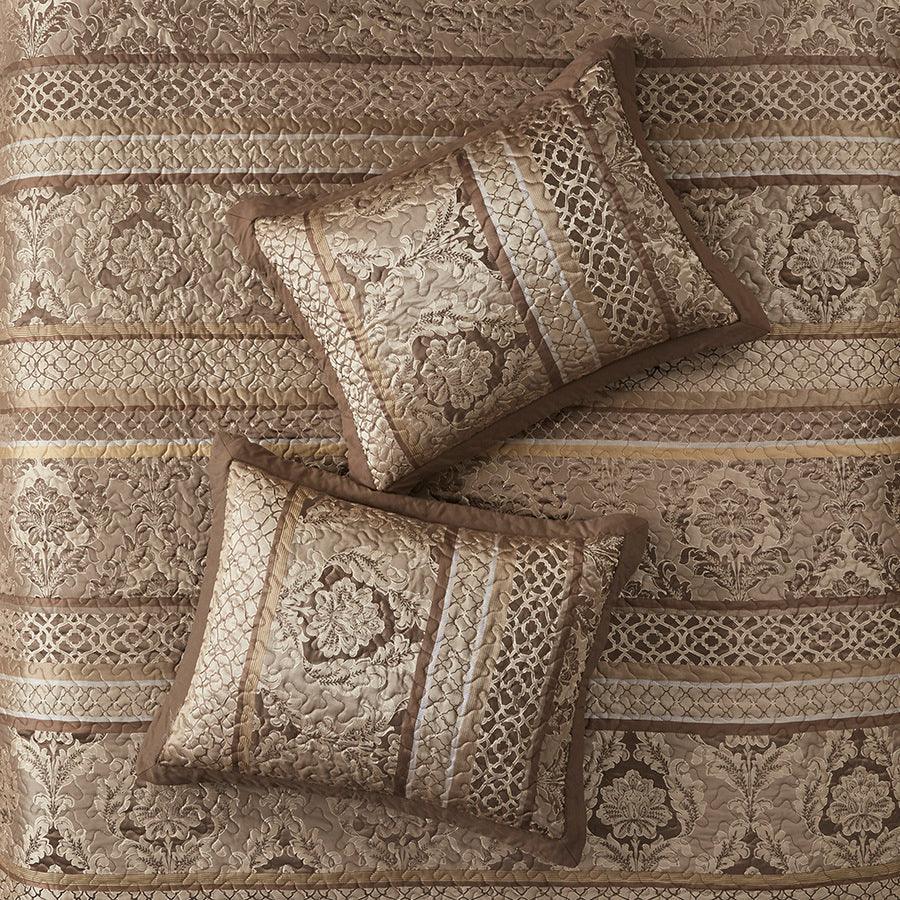 Shop Bellagio Queen 5 Piece Reversible Jacquard Bedspread Set Brown & Gold, Comforters & Blankets