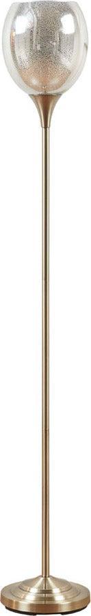 Olliix.com Floor Lamps - Bellow Uplight Floor Lamp Antique Brass