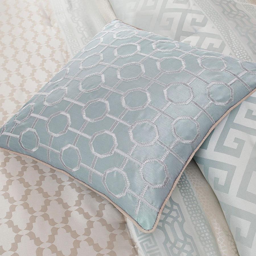Olliix.com Comforters & Blankets - Bennett 7 Piece Jacquard Comforter Set Aqua King