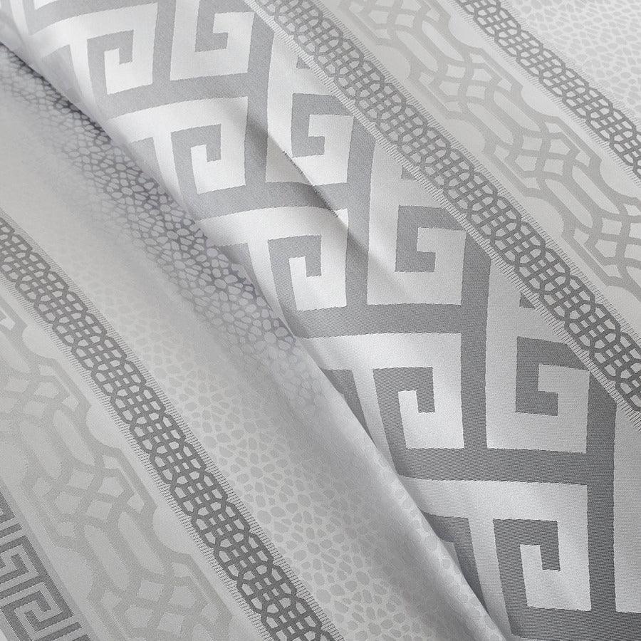 Olliix.com Comforters & Blankets - Bennett 7 Piece Jacquard Traditional Comforter Set Gray Queen