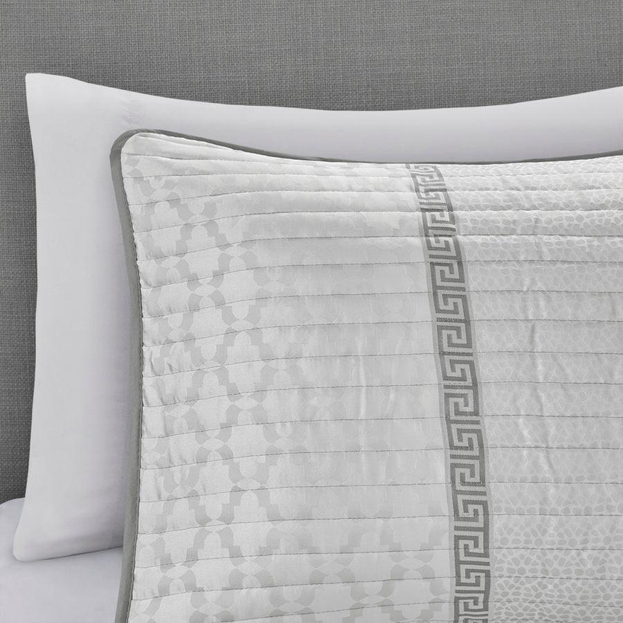 Olliix.com Comforters & Blankets - Bennett Full/Queen 4 Piece Reversible Jacquard Coverlet Set Gray