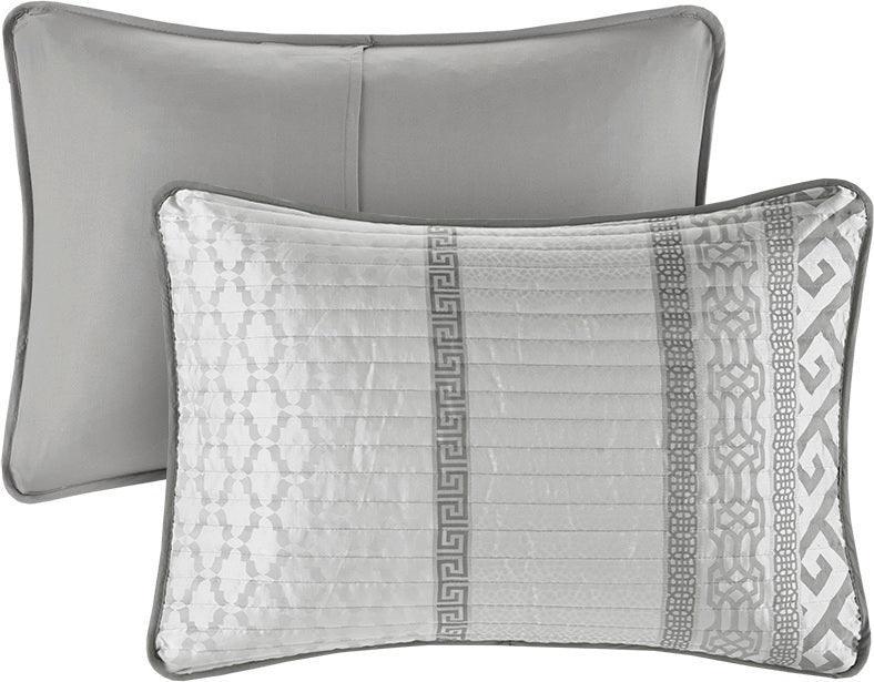 Olliix.com Comforters & Blankets - Bennett Full/Queen 4 Piece Reversible Jacquard Coverlet Set Gray