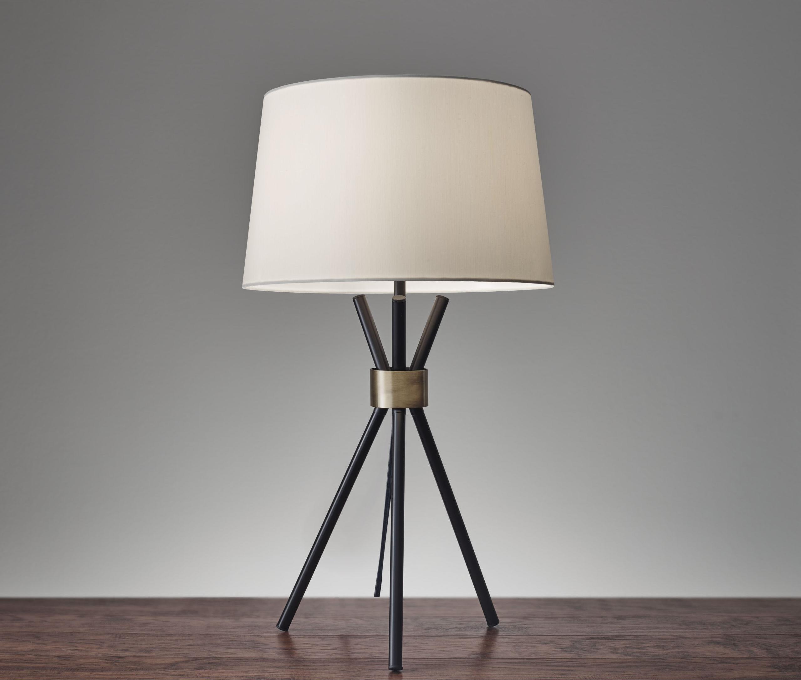 Adesso Table Lamps - Benson Table Lamp Black & Antique Brass