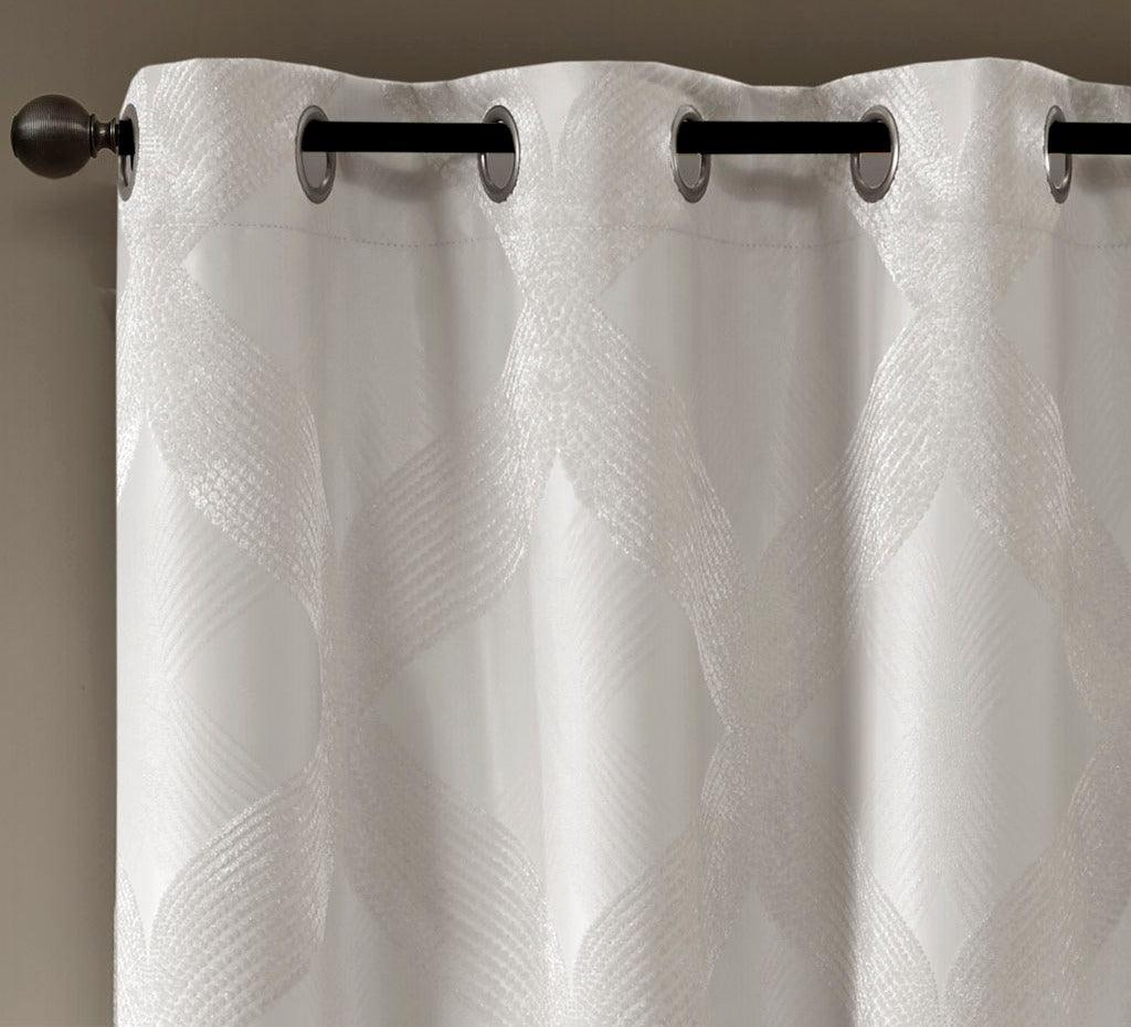 Olliix.com Curtains - Bentley 95 H Ogee Knitted Jacquard Total Blackout Panel Ivory