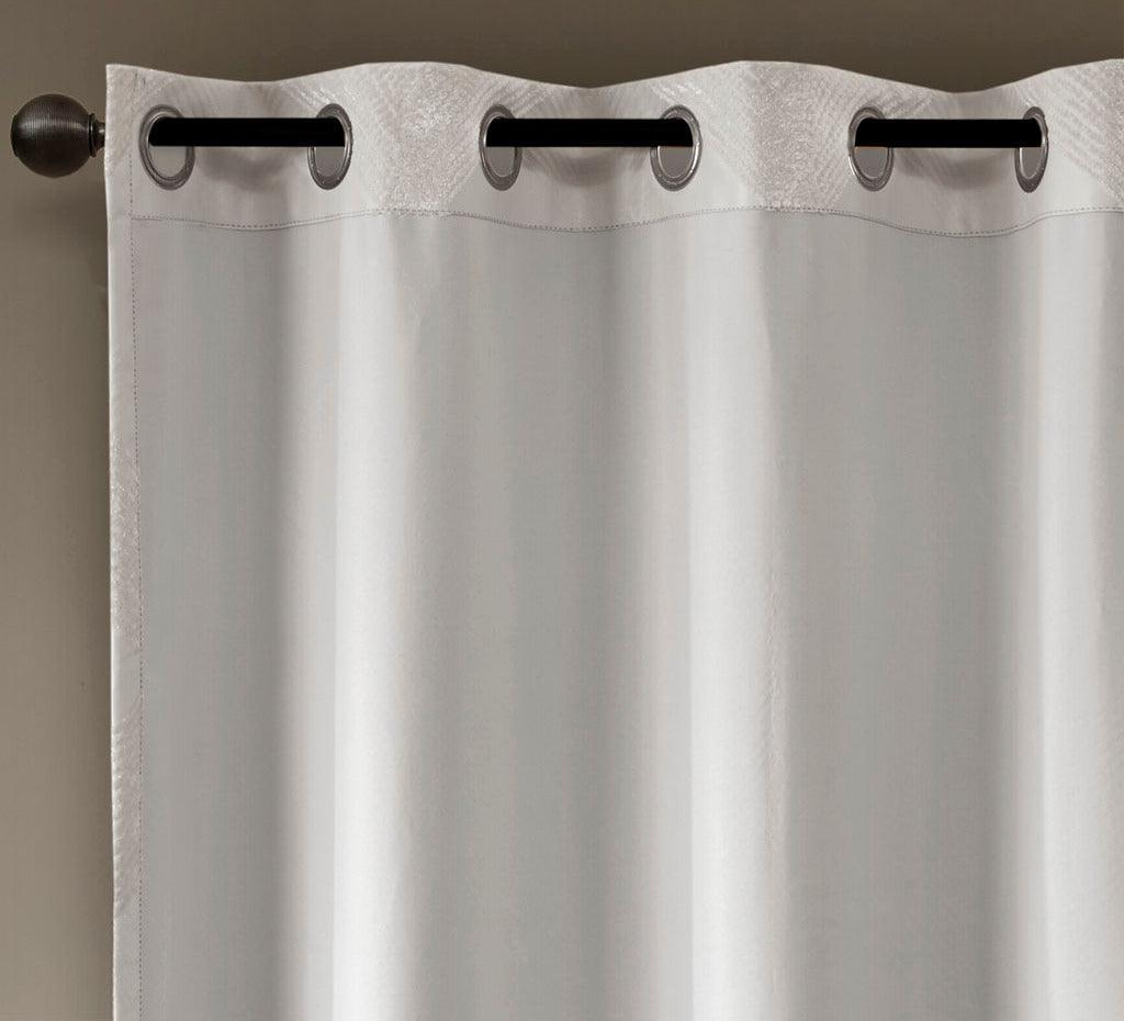 Olliix.com Curtains - Bentley 95 H Ogee Knitted Jacquard Total Blackout Panel Ivory