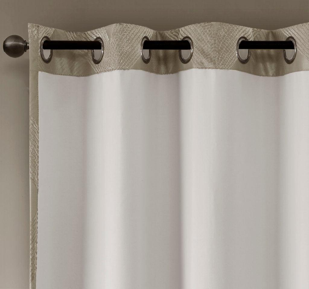 Olliix.com Curtains - Bentley 95 H Ogee Knitted Jacquard Total Blackout Panel Taupe