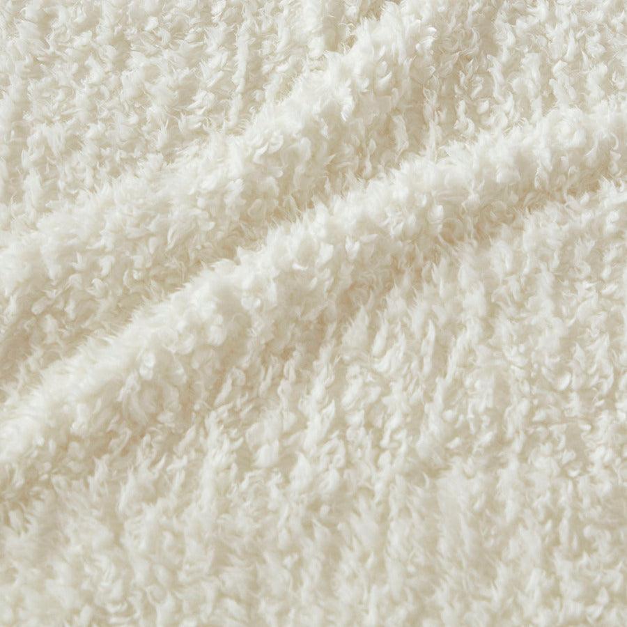 Olliix.com Comforters & Blankets - Berber Blanket Ivory WR51-2210