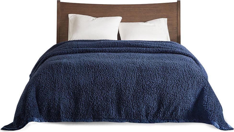 Olliix.com Comforters & Blankets - Berber Blanket Navy WR51-2549