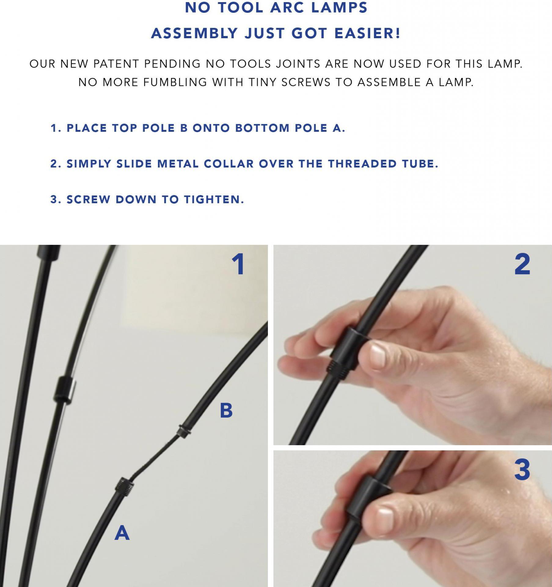 Adesso Floor Lamps - Bergen Arc Lamp Black & Antique Brass