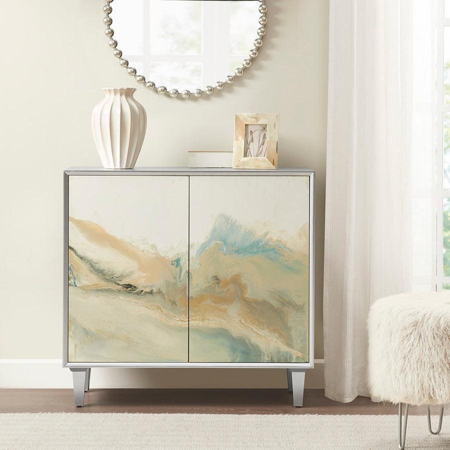 Olliix.com Buffets & Cabinets - Bering 2 Door Abstract Modern Accent Chest Silver Multicolor