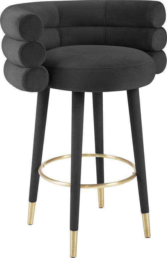 Tov Furniture Ottomans & Stools - Betty Black Velvet Barstool