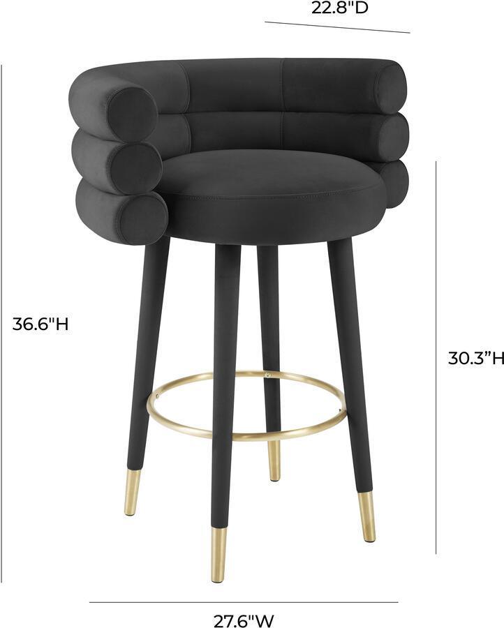 Tov Furniture Ottomans & Stools - Betty Black Velvet Barstool