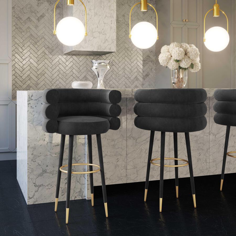 Tov Furniture Ottomans & Stools - Betty Black Velvet Barstool