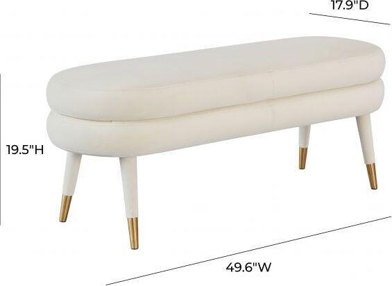 Tov Furniture Benches - Betty Cream Velvet Bench