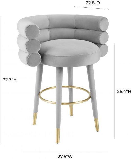 Tov Furniture Barstools - Betty Grey Velvet Counter Stool
