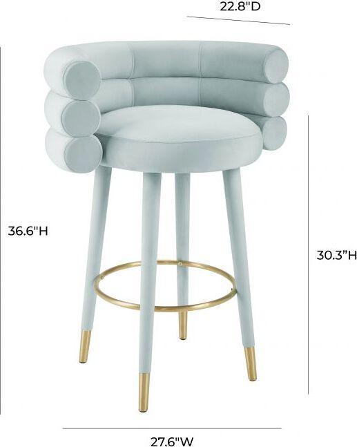 Tov Furniture Barstools - Betty Sea Foam Green Velvet Barstool