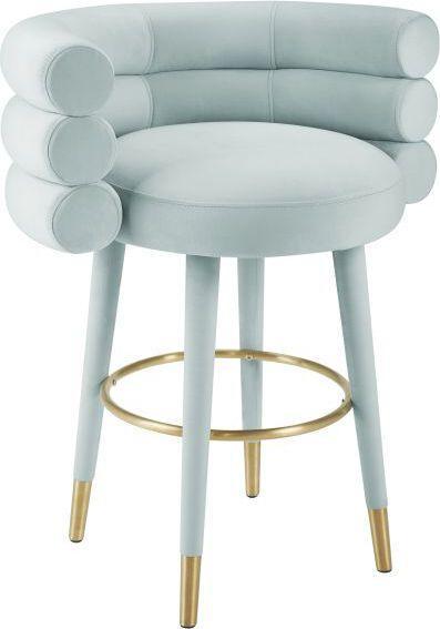 Tov Furniture Barstools - Betty Sea Foam Green Velvet Counter Stool