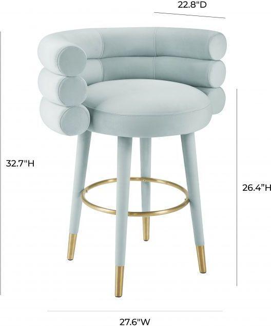 Tov Furniture Barstools - Betty Sea Foam Green Velvet Counter Stool