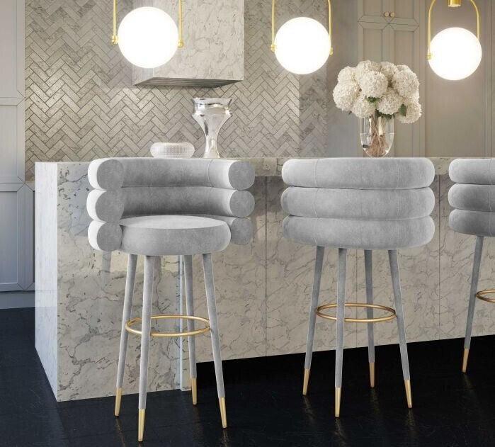 Tov Furniture Barstools - Betty Velvet Barstool Gray