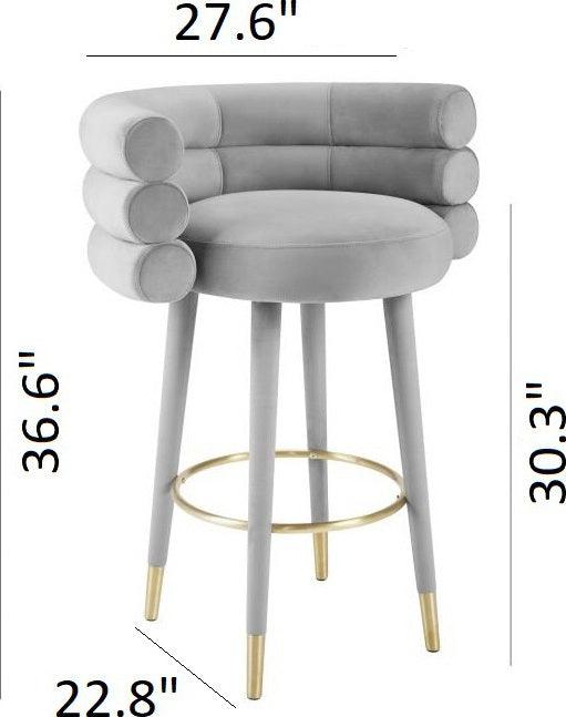 Tov Furniture Barstools - Betty Velvet Barstool Gray