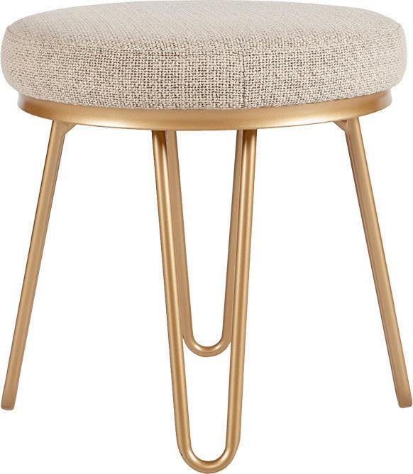 Olliix.com Ottomans & Stools - Beverly Mid-Century Round stool 18' W x 18" D x 18.75" H Tan & Gold