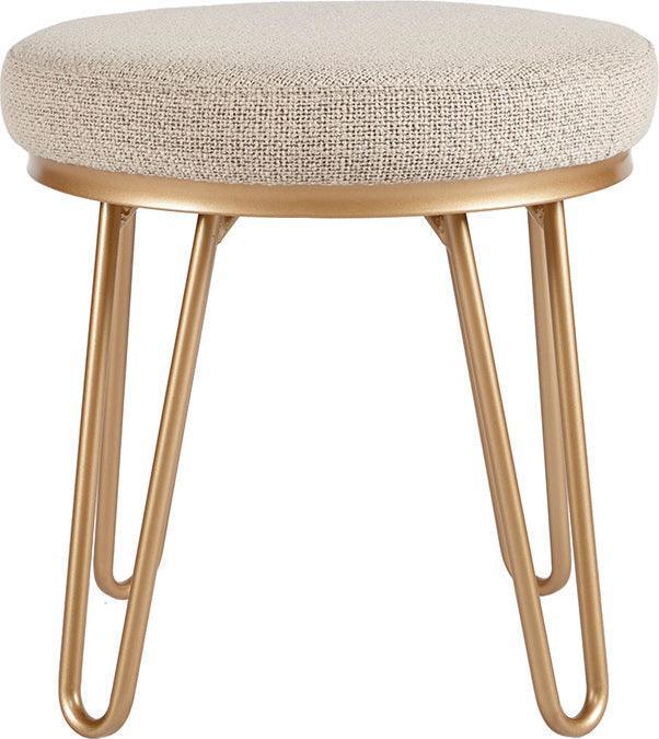 Olliix.com Ottomans & Stools - Beverly Mid-Century Round stool 18' W x 18" D x 18.75" H Tan & Gold