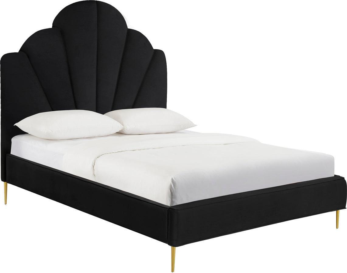 Tov Furniture Beds - Bianca Black Velvet Bed in Queen