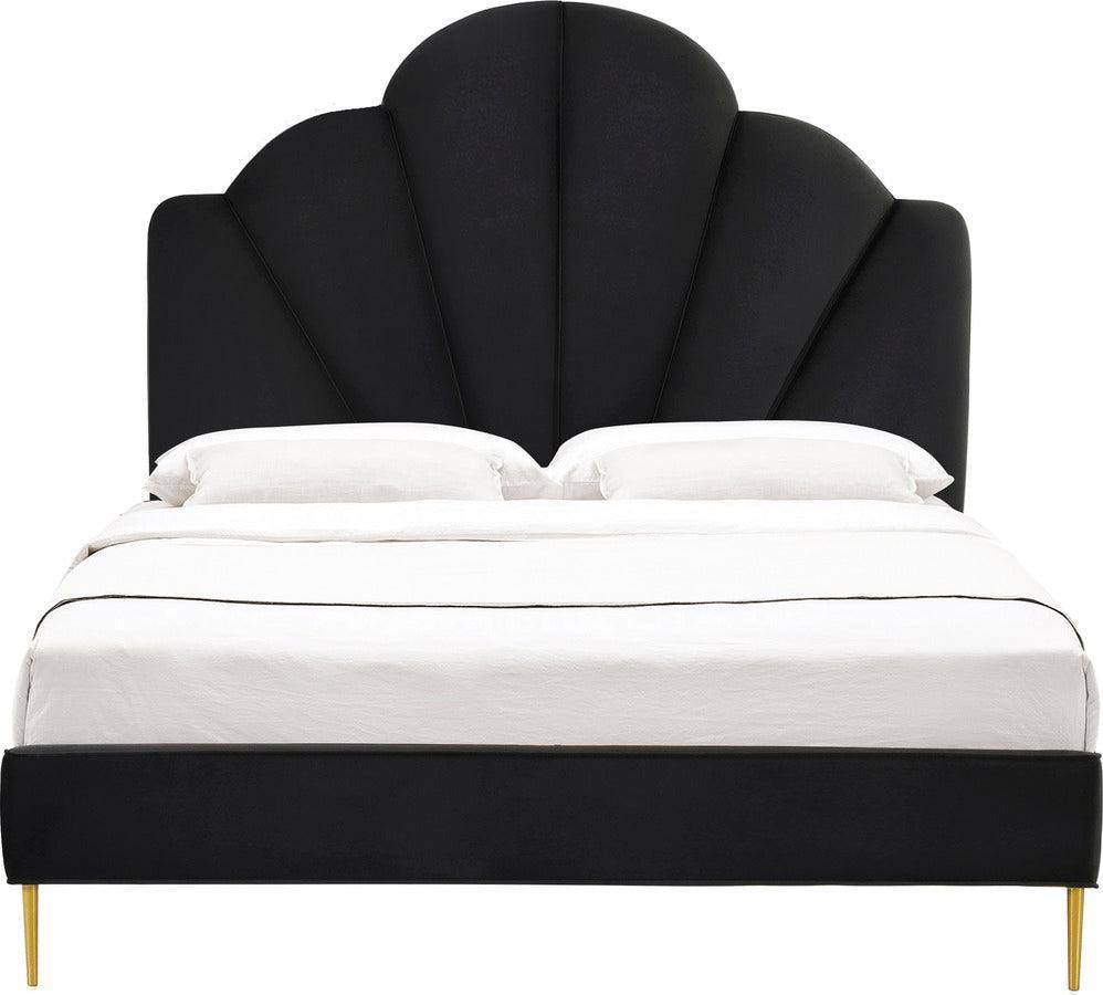 Tov Furniture Beds - Bianca Black Velvet Bed in Queen