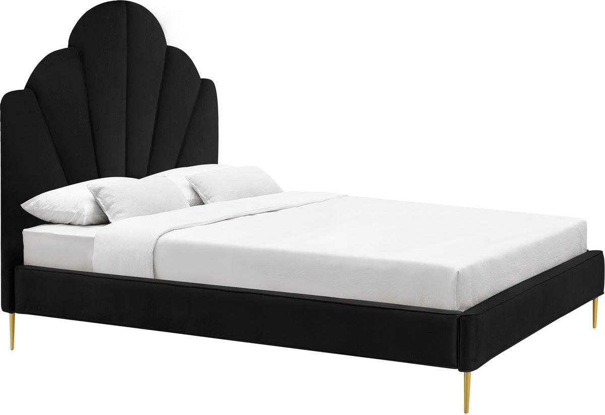 Tov Furniture Beds - Bianca Black Velvet Bed in Queen