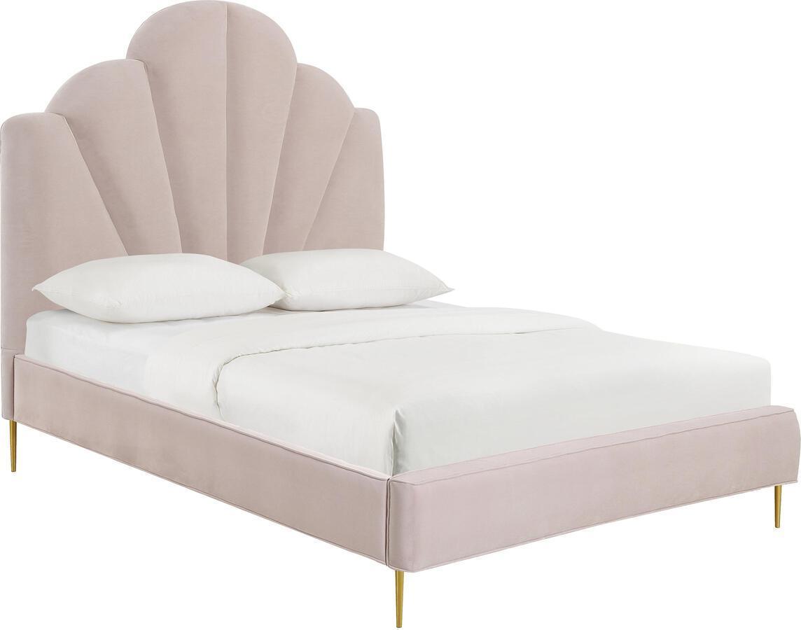 Tov Furniture Beds - Bianca Blush Velvet Bed in Queen