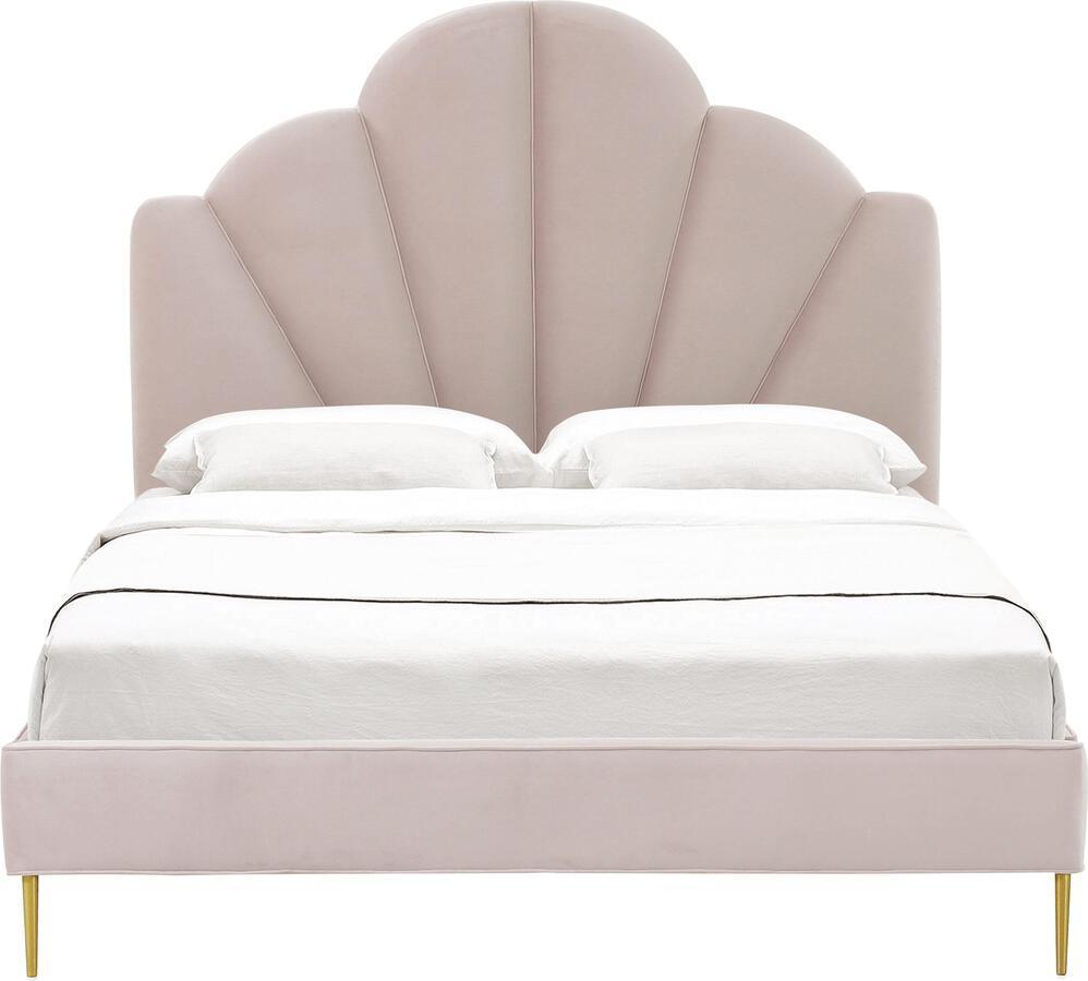 Tov Furniture Beds - Bianca Blush Velvet Bed in Queen