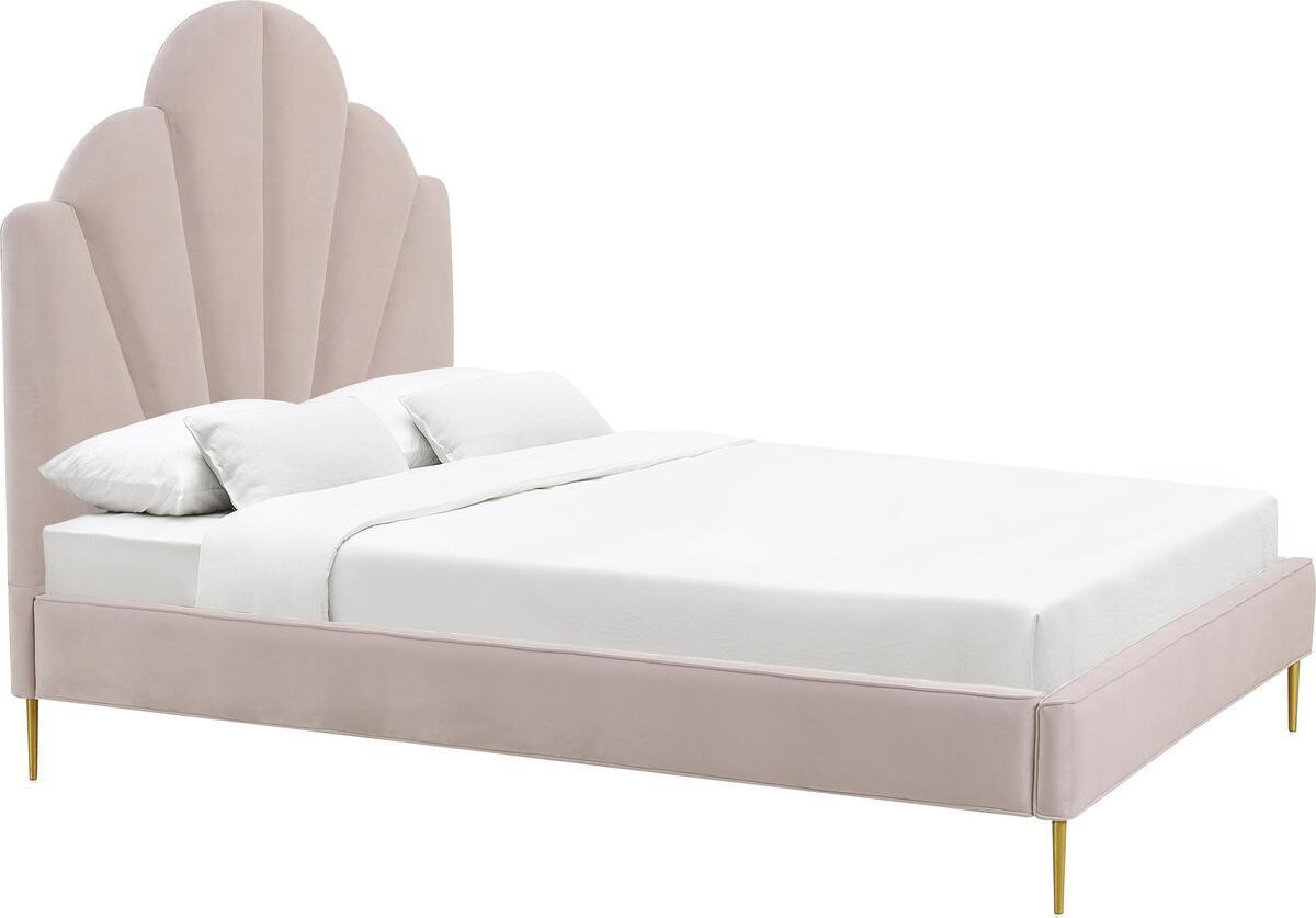 Tov Furniture Beds - Bianca Blush Velvet Bed in Queen