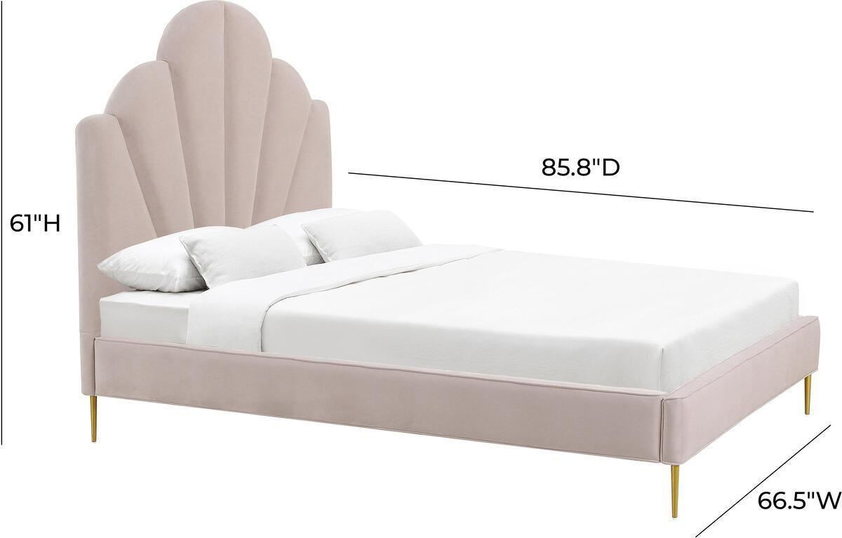 Tov Furniture Beds - Bianca Blush Velvet Bed in Queen