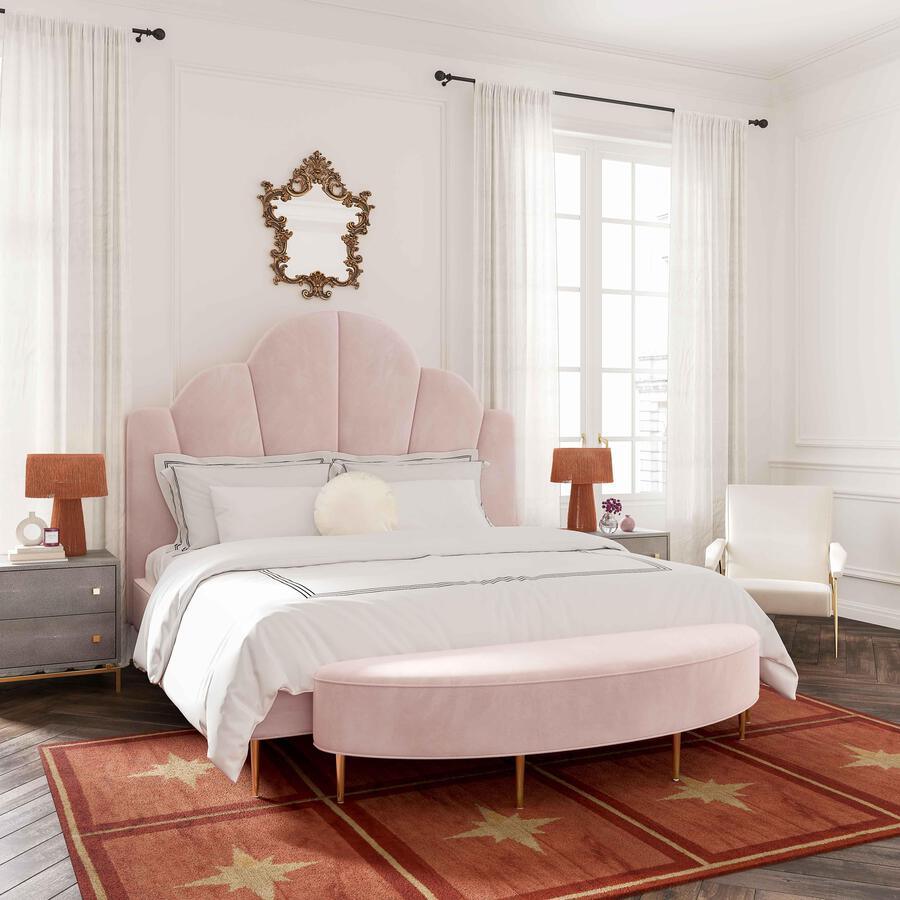 Tov Furniture Beds - Bianca Blush Velvet Bed in Queen
