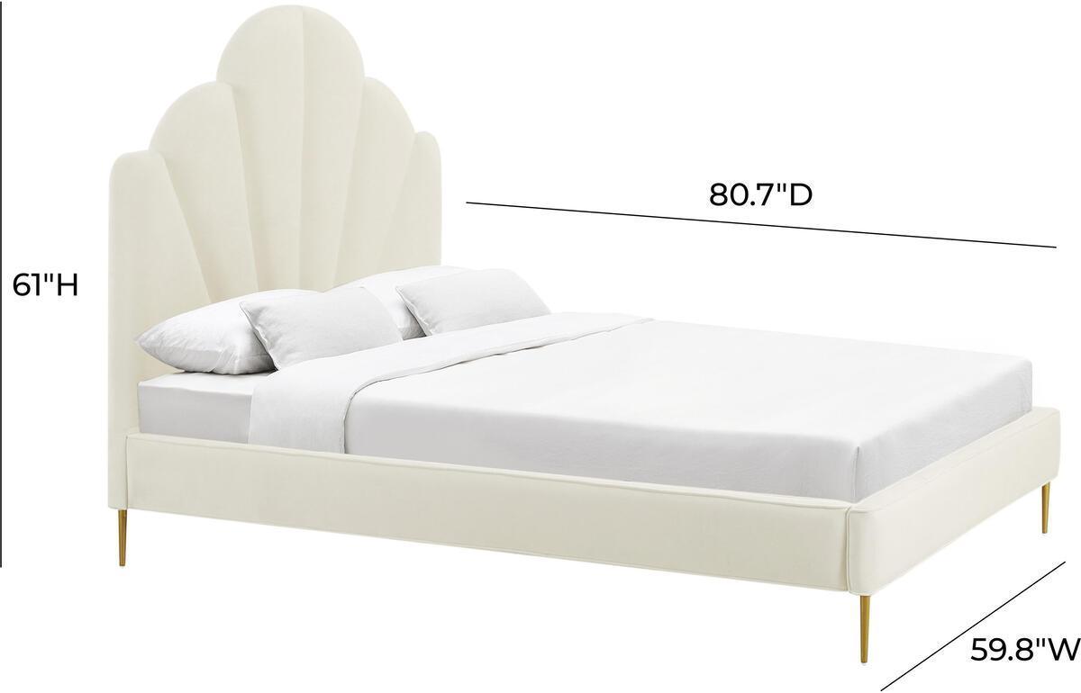 Tov Furniture Beds - Bianca Cream Velvet Bed In Full