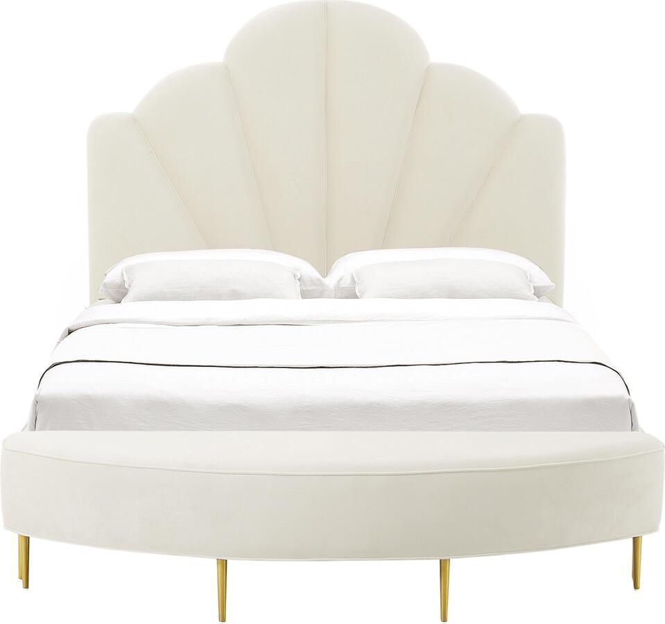 Tov Furniture Beds - Bianca Cream Velvet Bed in King