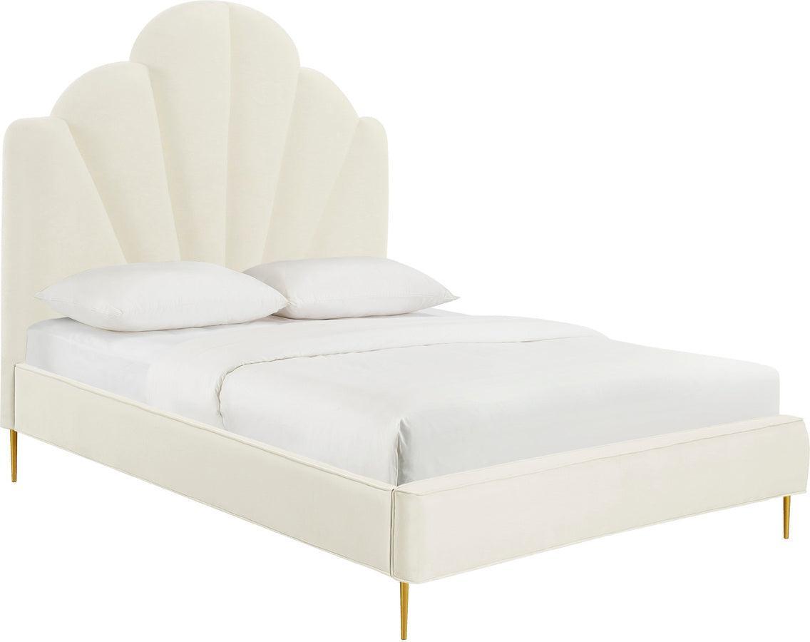 Tov Furniture Beds - Bianca Cream Velvet Bed in Queen
