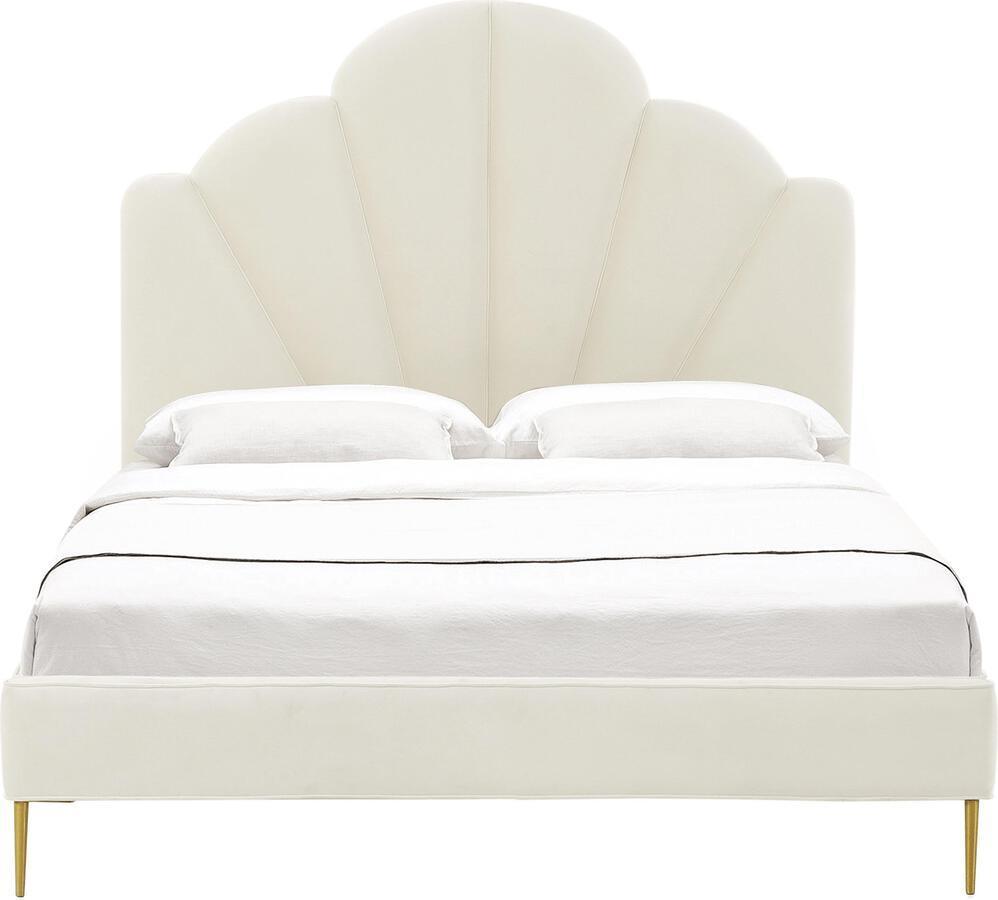 Tov Furniture Beds - Bianca Cream Velvet Bed in Queen