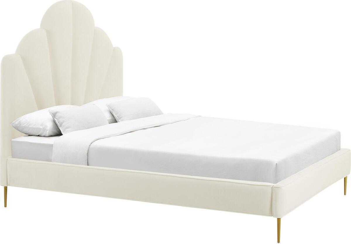 Tov Furniture Beds - Bianca Cream Velvet Bed in Queen