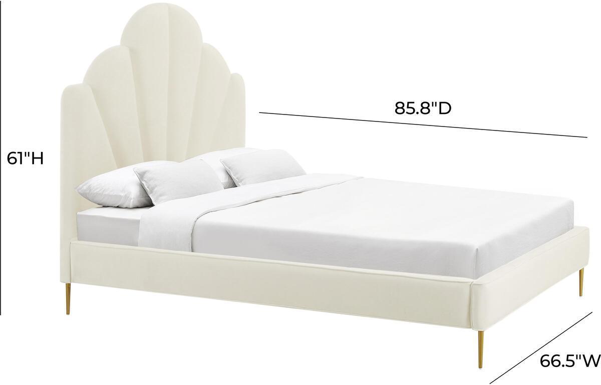Tov Furniture Beds - Bianca Cream Velvet Bed in Queen