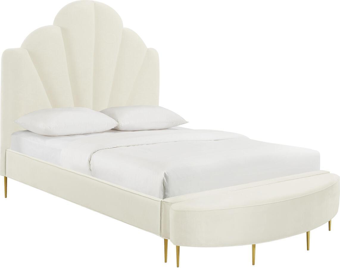 Tov Furniture Beds - Bianca Cream Velvet Bed in Queen
