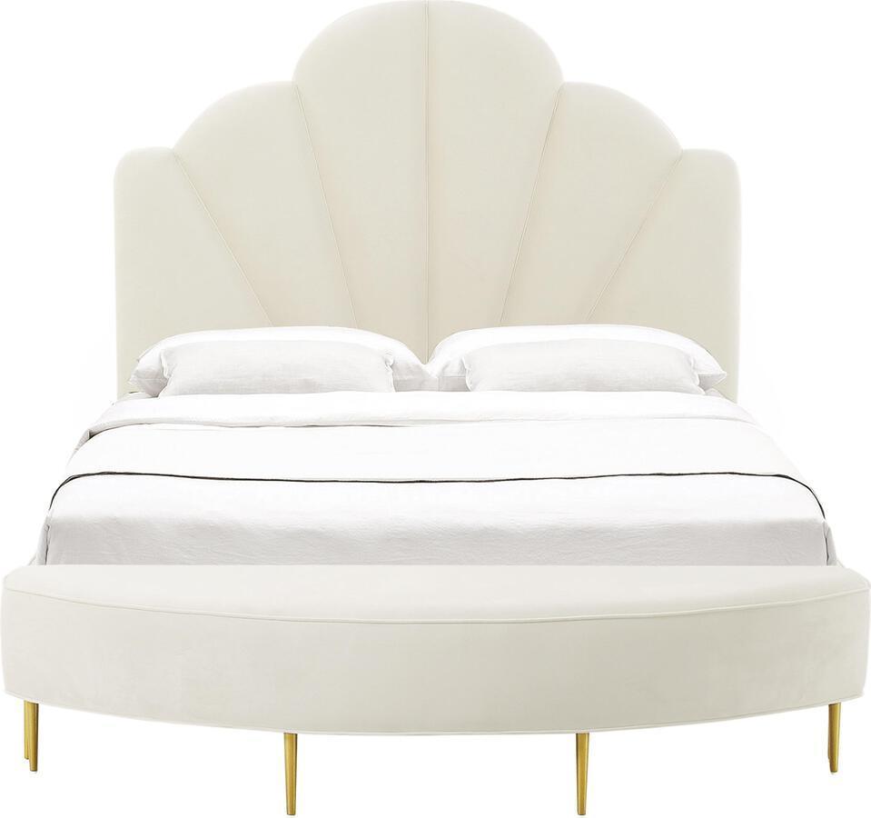 Tov Furniture Beds - Bianca Cream Velvet Bed in Queen