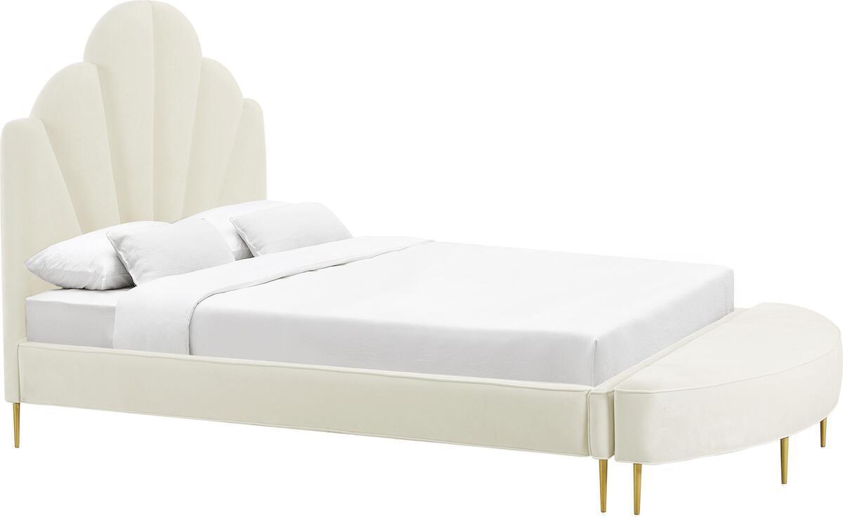 Tov Furniture Beds - Bianca Cream Velvet Bed in Queen