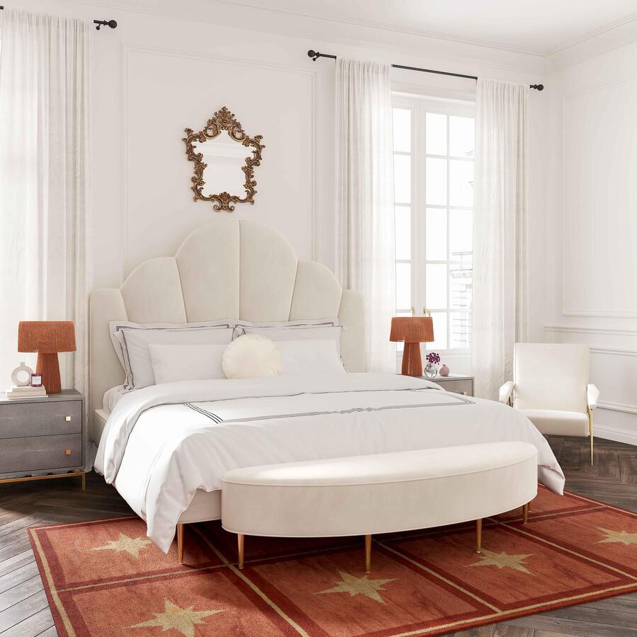 Tov Furniture Beds - Bianca Cream Velvet Bed in Queen