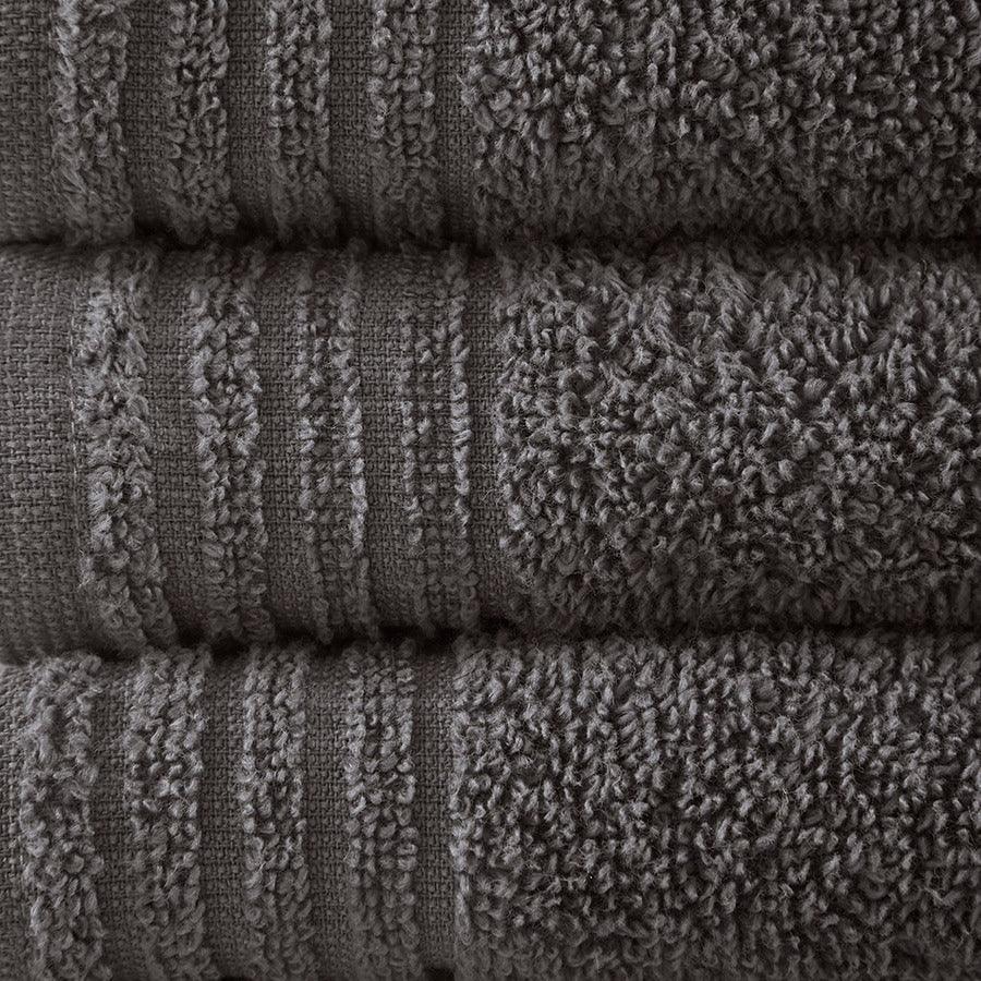 Big Bundle 100% Cotton 12 Piece Bath Towel Set Gray